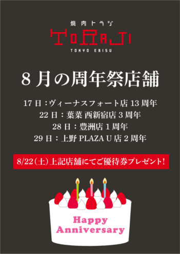 8月の周年祭店舗のイメージ画像